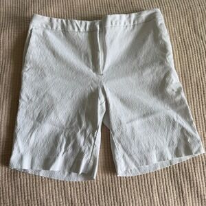 Mario Serrani Womens‎ 8 White Textured Bermuda Shorts Stretch Jacquard Chevron